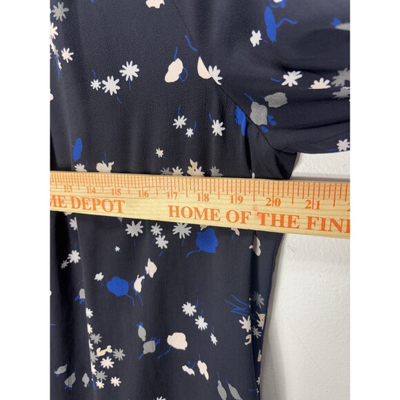 ANN TAYLOR Women’s Shift  Midi Dress Pleated Neckline Floral ZIp Back Sz Xl - Picture 5 of 13